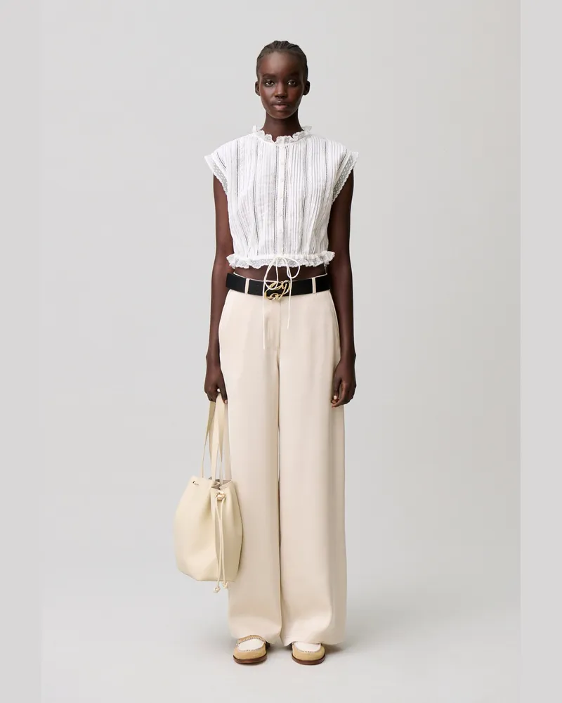 Claudie Pierlot Ärmelloses kurzes Hemd Ecru