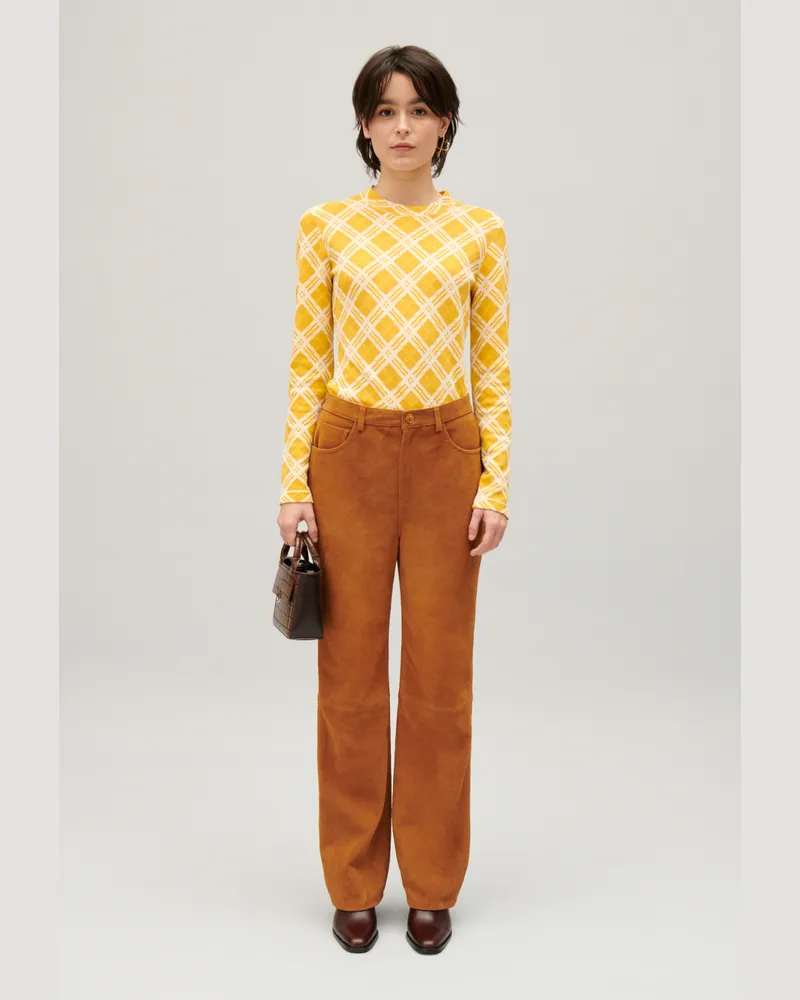 Claudie Pierlot Hose Suèdeleder Dunkelbeige Dunkles