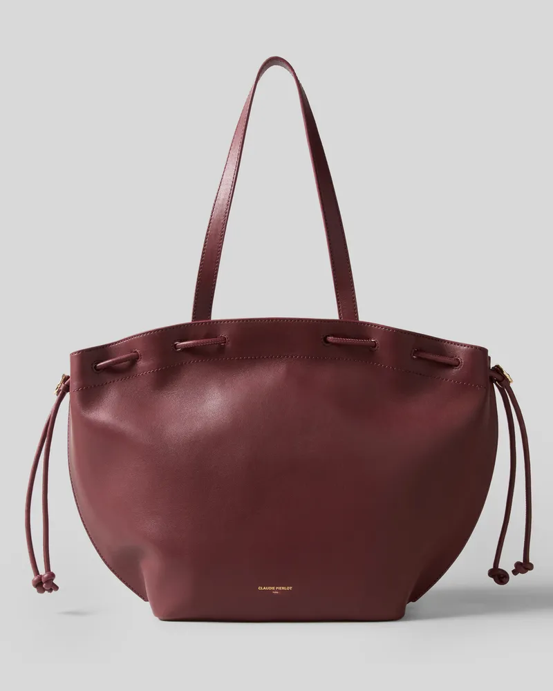 Claudie Pierlot Glattleder-Shopper Goldlogo Kirsche