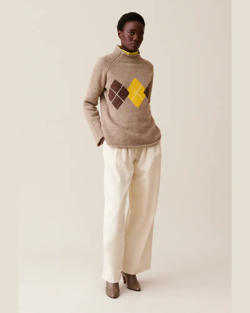 Claudie Pierlot Oversized Pulli mit Kragenmuster Multico