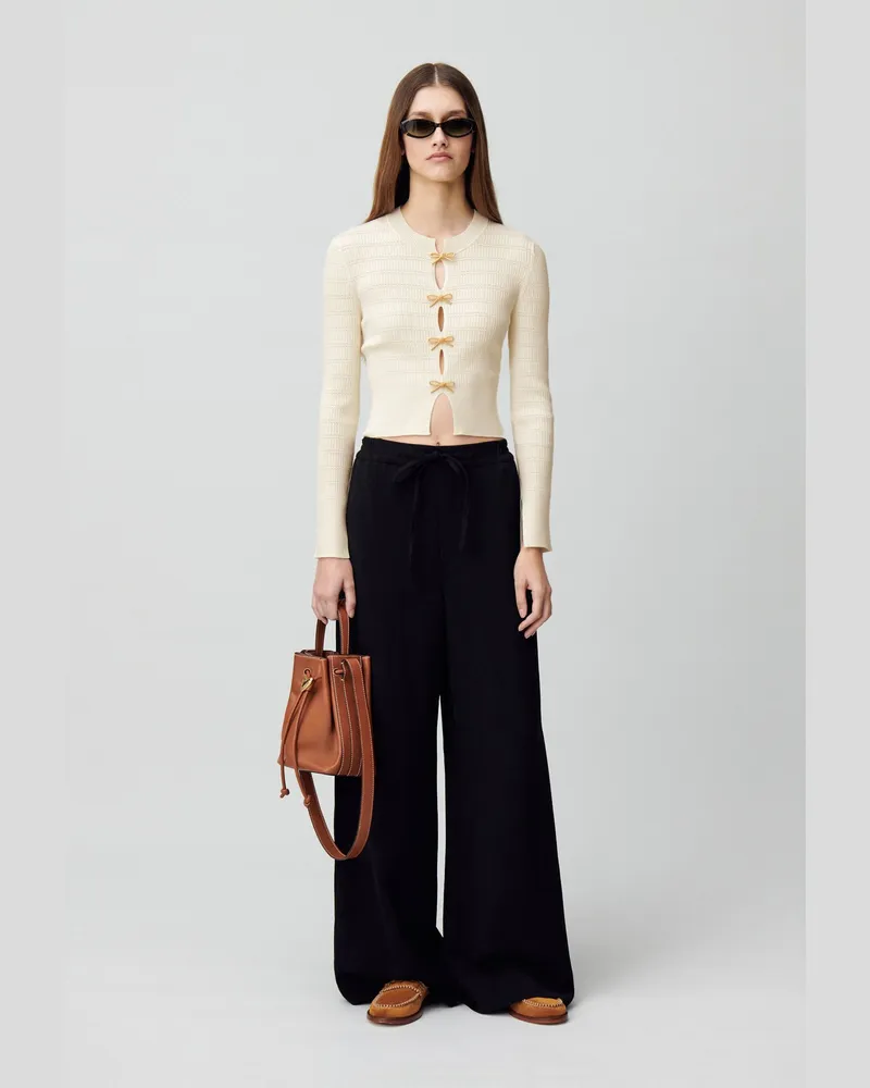 Claudie Pierlot Feinstrickpullover mit Schleifen Ecru