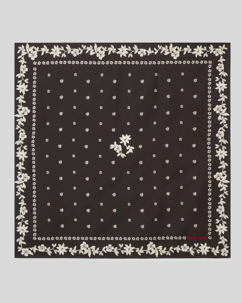 Claudie Pierlot Bedrucktes quadratisches Halstuch Schwarz