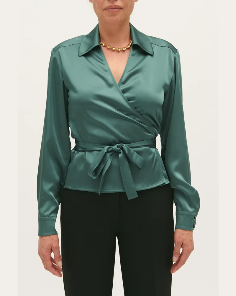 Claudie Pierlot Grüne Wickelbluse Grün
