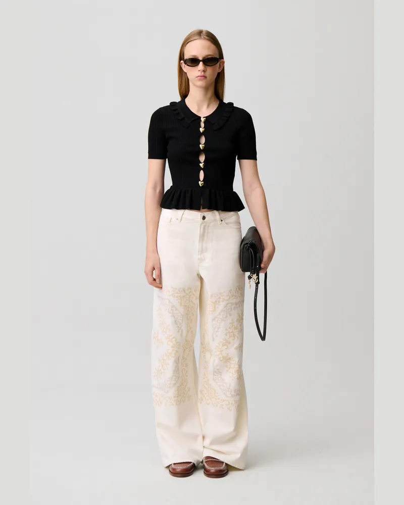 Claudie Pierlot Top mit Herz-Ajourmuster Schwarz