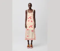 Midikleid mit Blumenstickerei