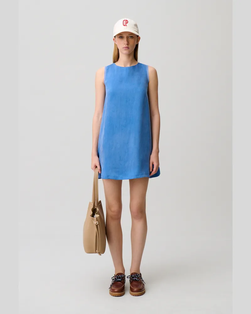 Claudie Pierlot Kurzes Babydoll-Kleid Bleu