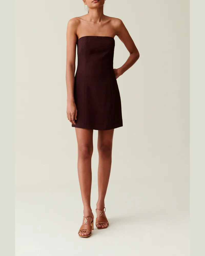 Claudie Pierlot Trägerloses kurzes Kleid Cappucino Cappuccino