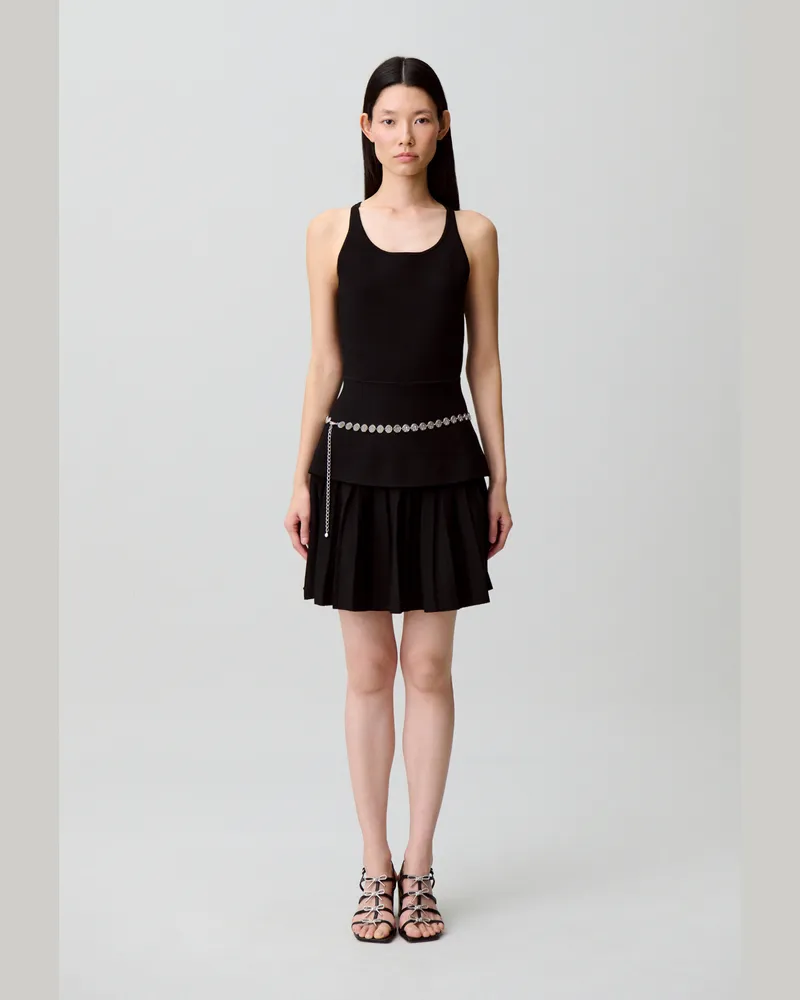 Claudie Pierlot Strickkleid mit Kreuzträgern Schwarz