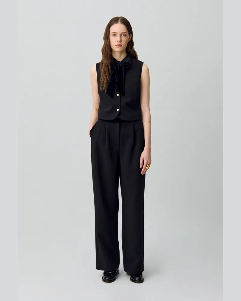 Claudie Pierlot Bluse mit Schluppenkragen Schwarz
