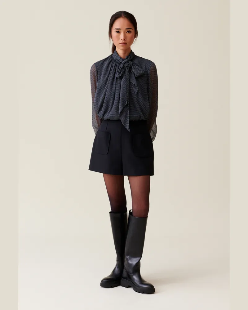 Claudie Pierlot Schwarze High-Waist Shorts Schwarz