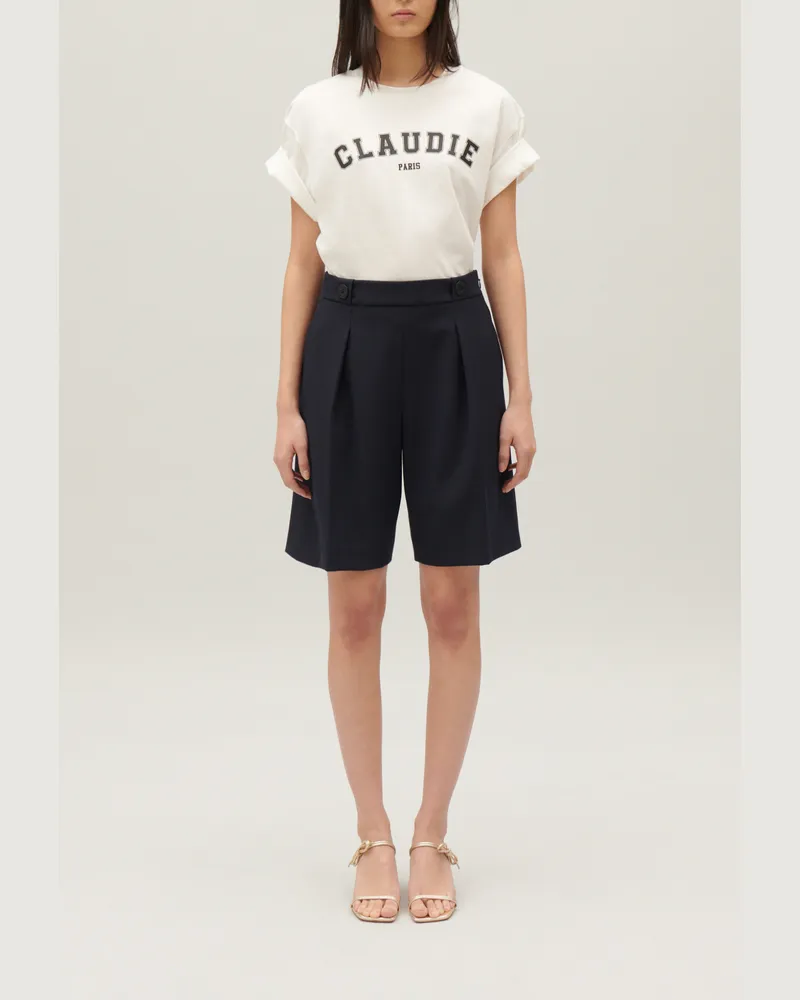 Claudie Pierlot Bermuda gerader Beinschnitt Marineblau Marine