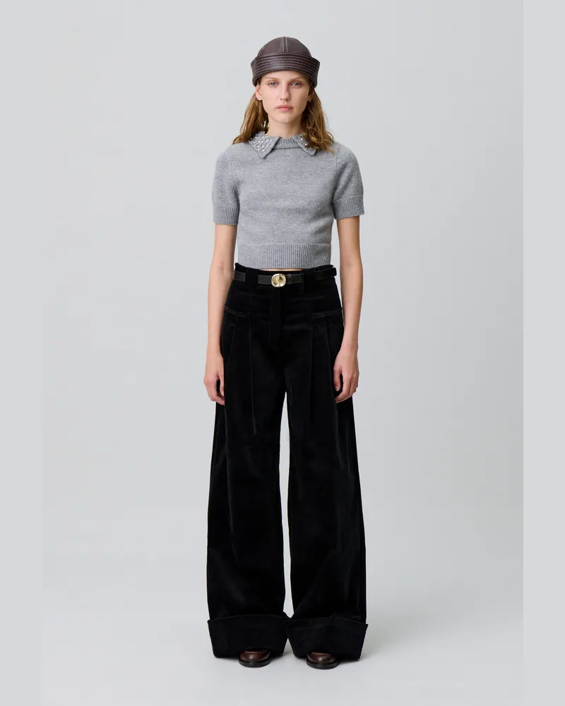 Claudie Pierlot Weit geschnittene Cordhose Schwarz