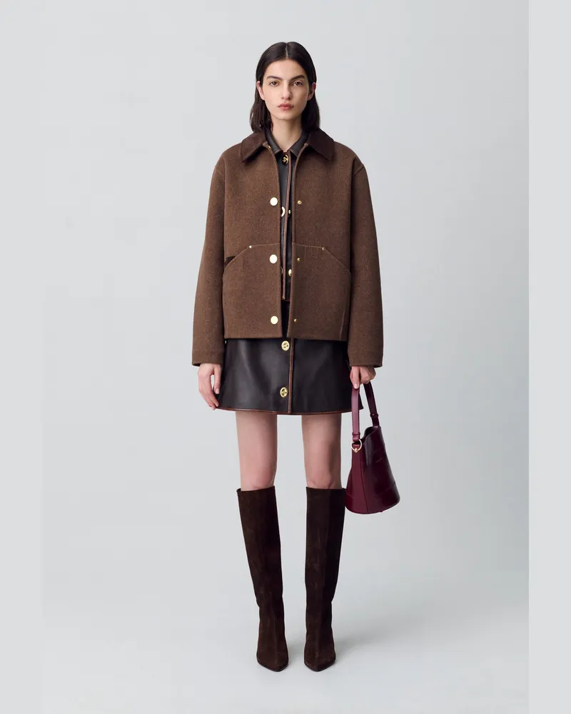 Claudie Pierlot Kurzmantel aus Wolle Braun