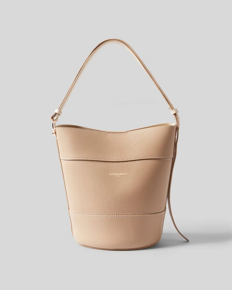 Claudie Pierlot Beuteltasche aus Narbenleder Beige