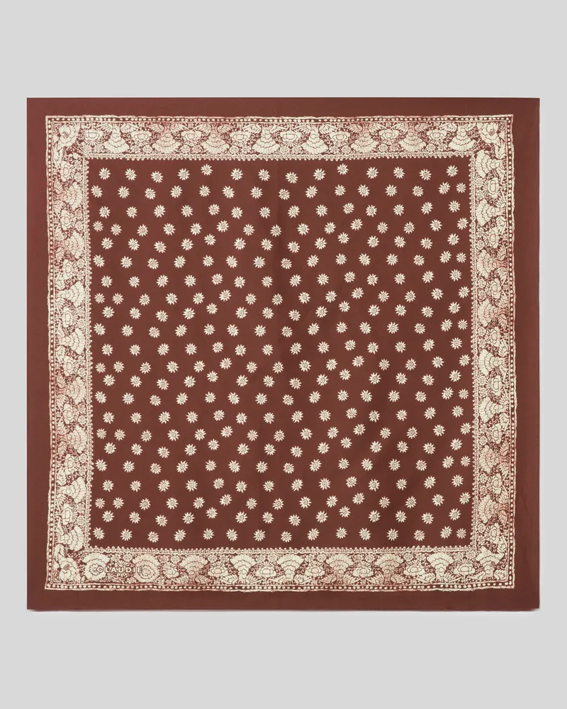 Claudie Pierlot Bedrucktes quadratisches Halstuch Braun