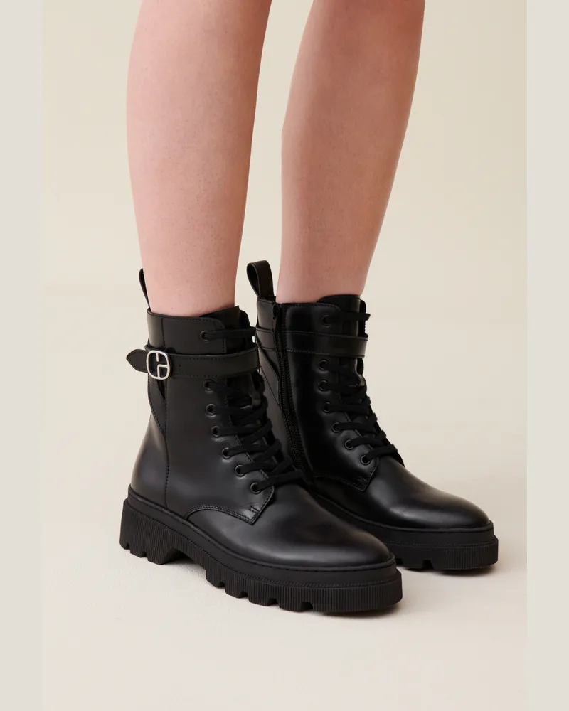 Mantel SchnÃ¼rstiefel Leder Damen Schwarz Seibel Boots Damen Josef