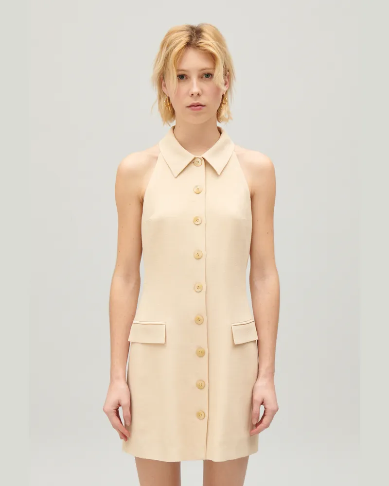Claudie Pierlot Kurzes Kleid mit Knopfbesatz Beige Beige
