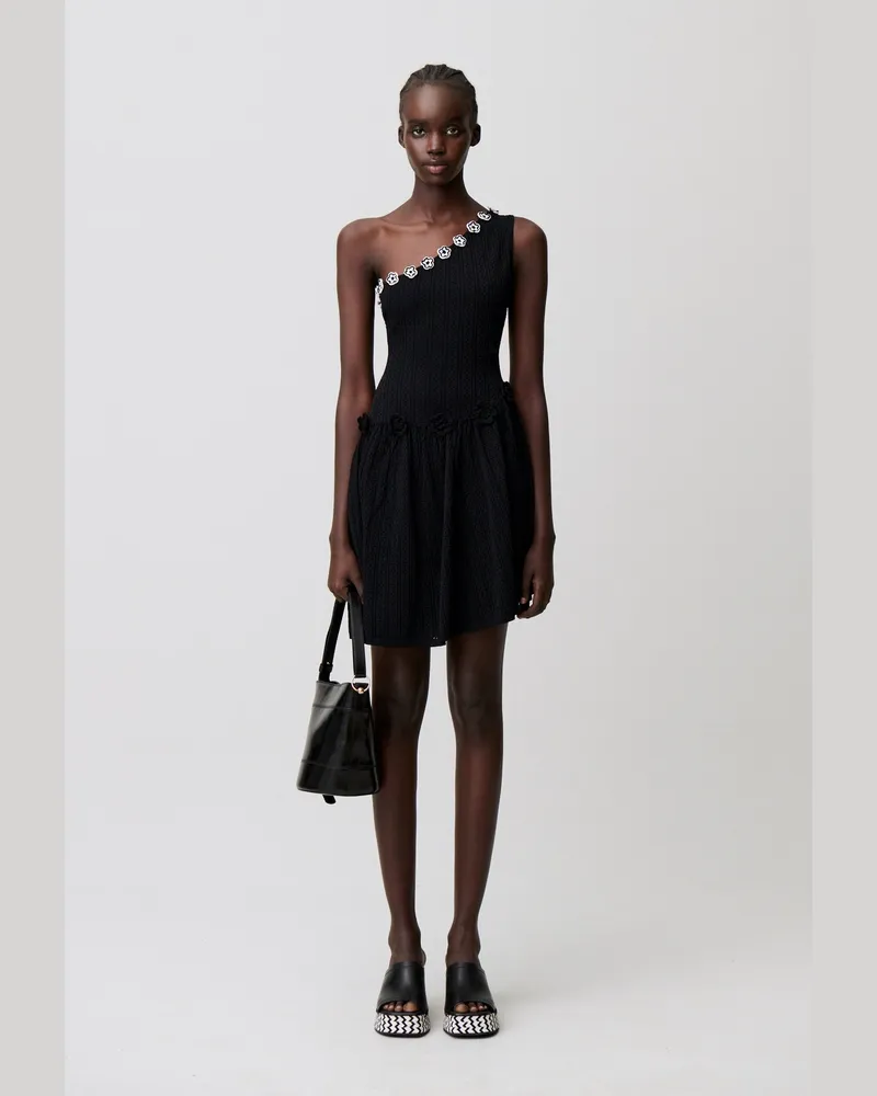 Claudie Pierlot Strickkleid mit Häkelblumen Zweifarbig
