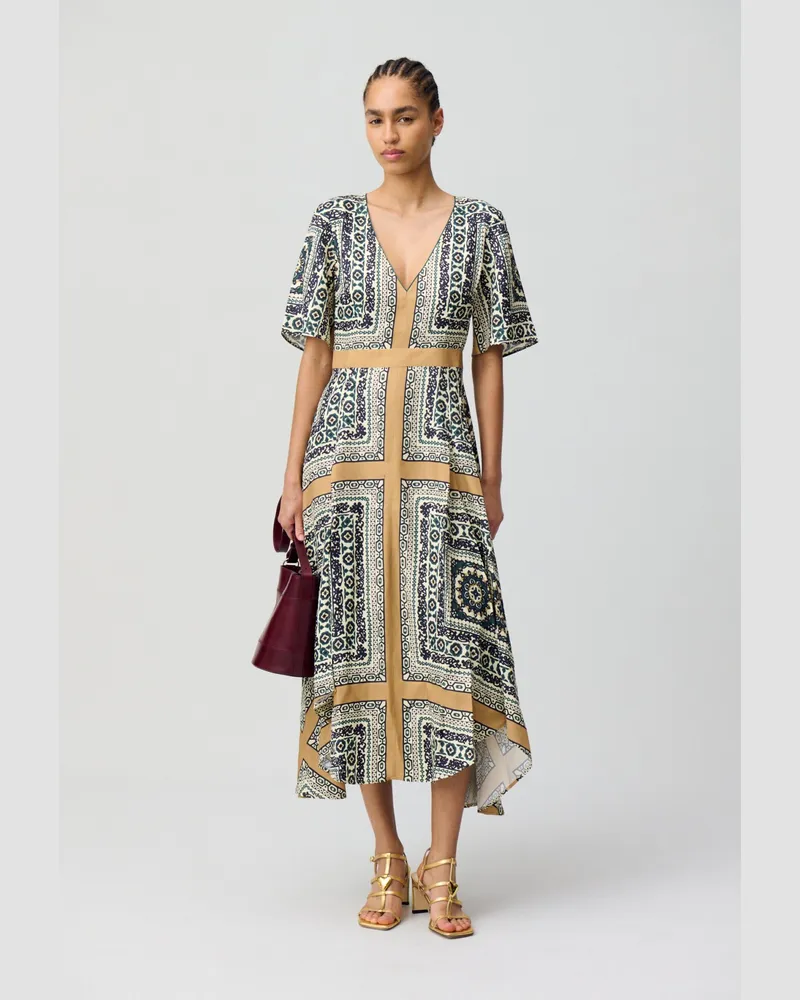 Claudie Pierlot Langes fließendes Print-Kleid Dunkler
