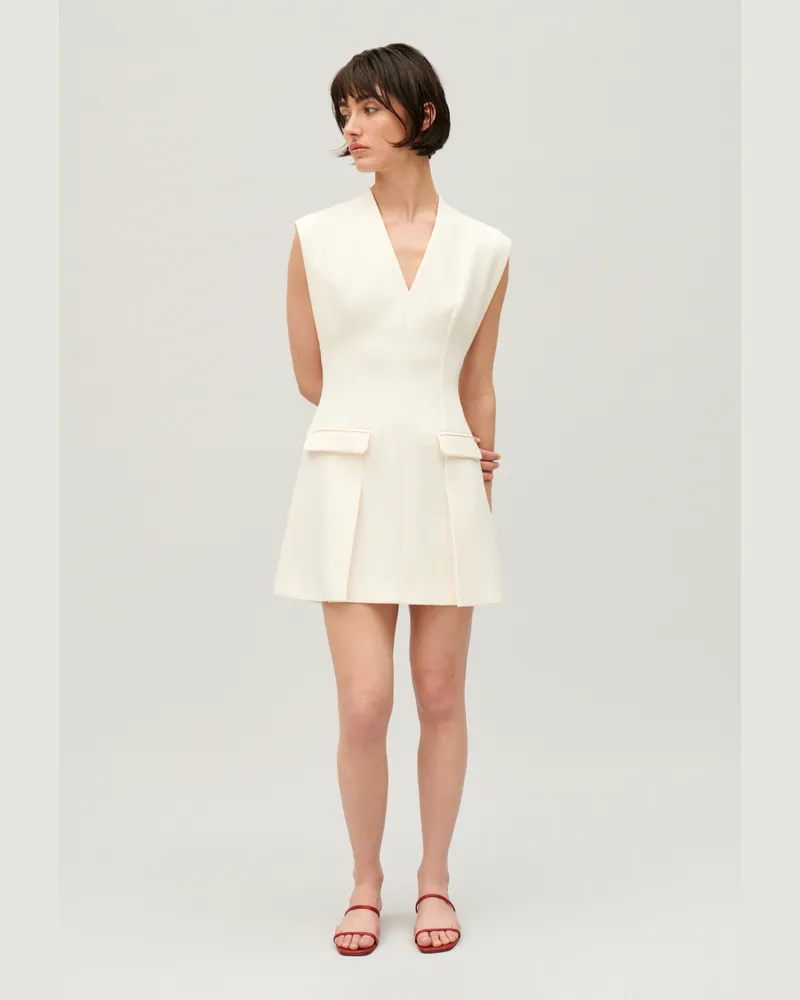 Claudie Pierlot Kurzes Tweed-Kleid Ecru