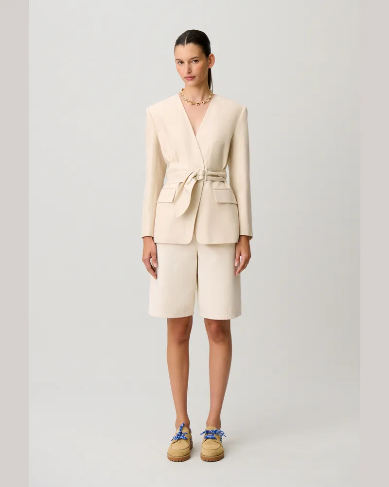 Claudie Pierlot Taillierte Jacke mit Kimono-Kragen Sand