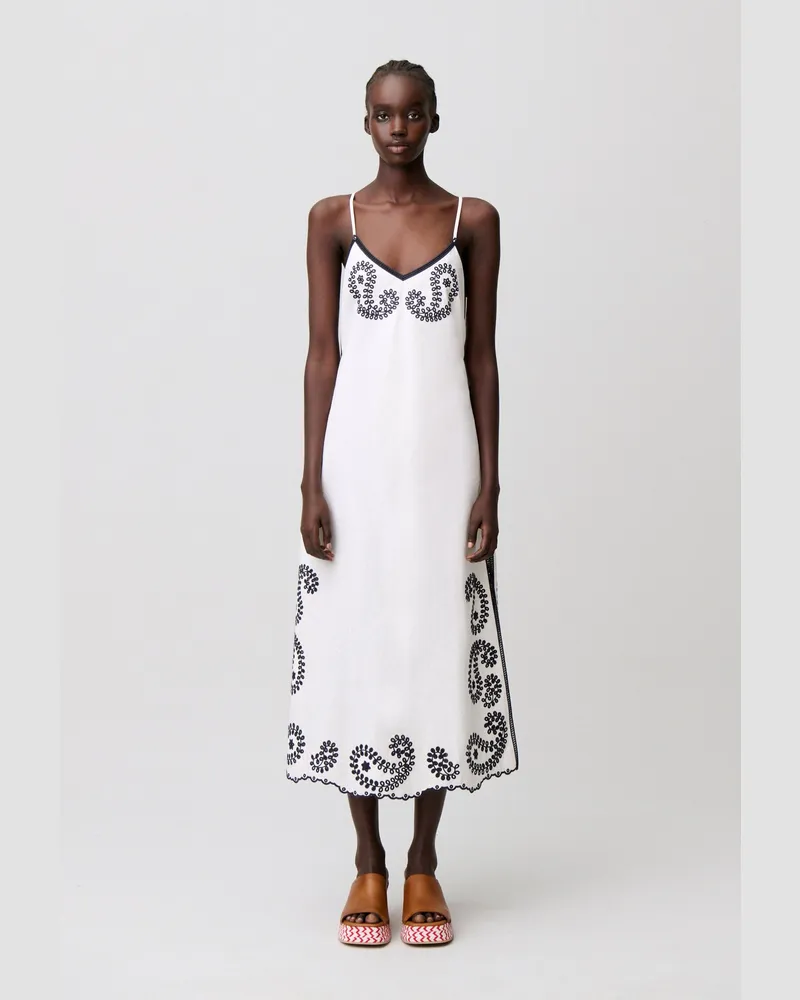 Claudie Pierlot Kleid mit Lochstickerei Zweifarbig