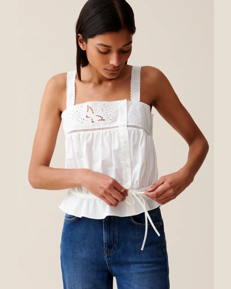Claudie Pierlot Besticktes Ecru-Top Ecru