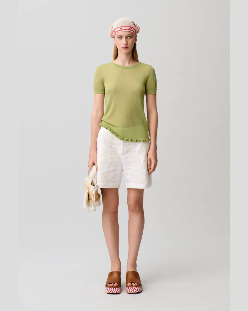Claudie Pierlot Stricktop mit Rüschen Pistache