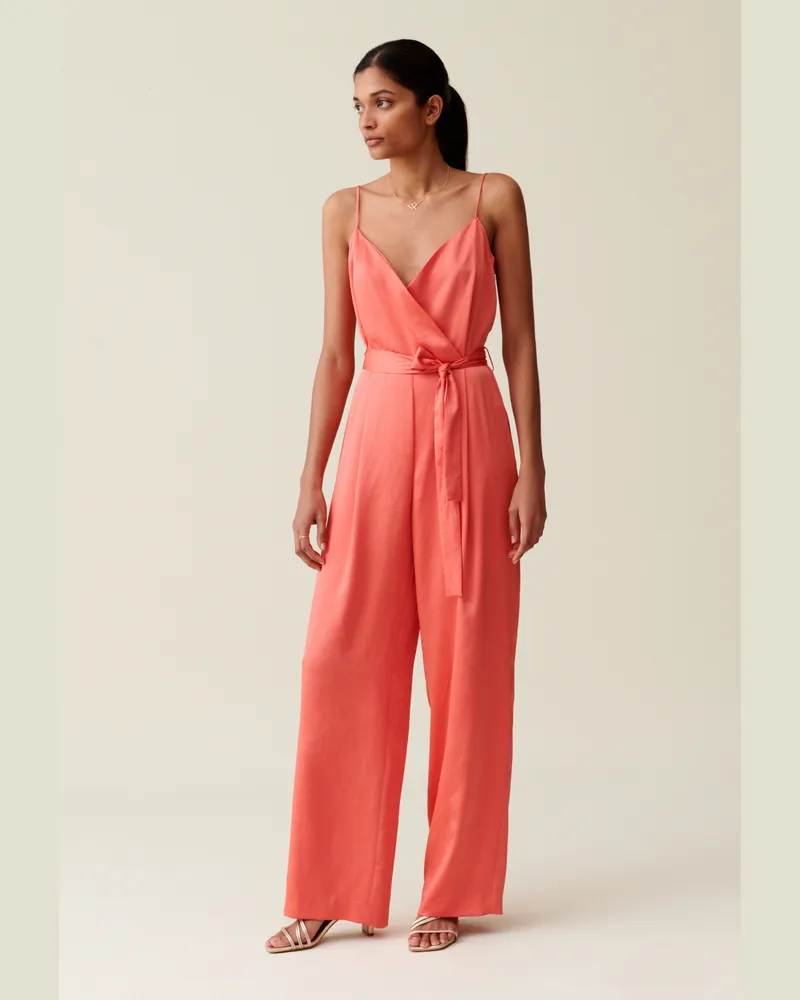 Claudie Pierlot Mandarinfarbener Overall mit Gürtel Mandarine