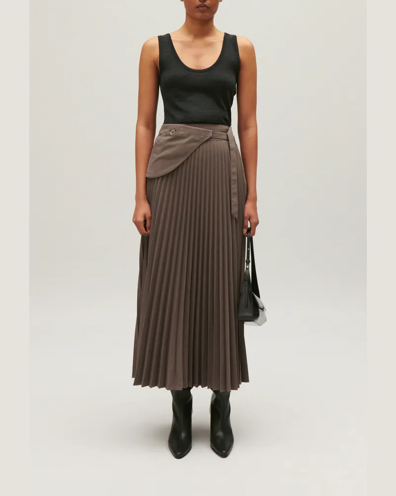 Claudie Pierlot Midirock mit Falten in Kastanienbraun Marron