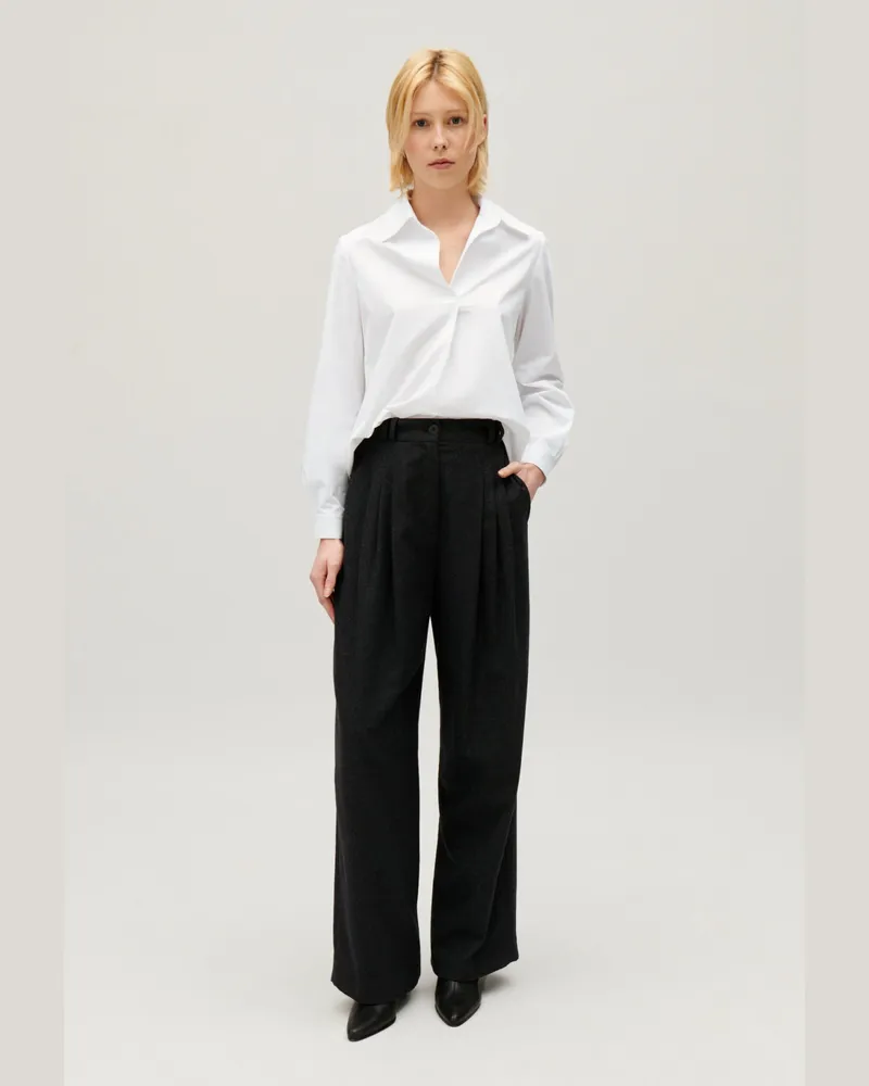 Claudie Pierlot Bluse Baumwolle langärmelig Weiß