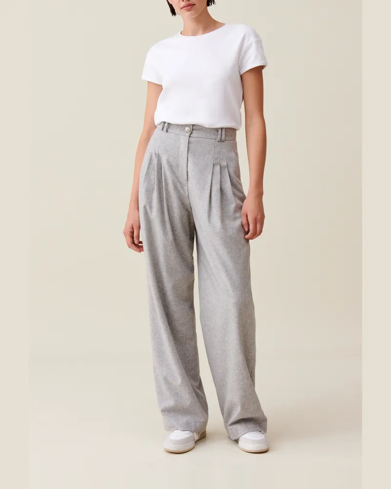 Claudie Pierlot Weite Hose aus hellgrauem Strick Hell-grau