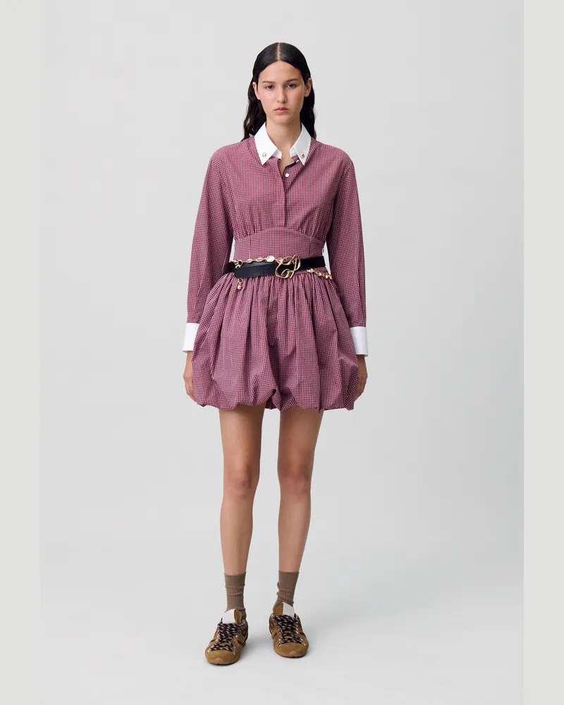 Claudie Pierlot Kurzes Kleid mit Karomuster Print