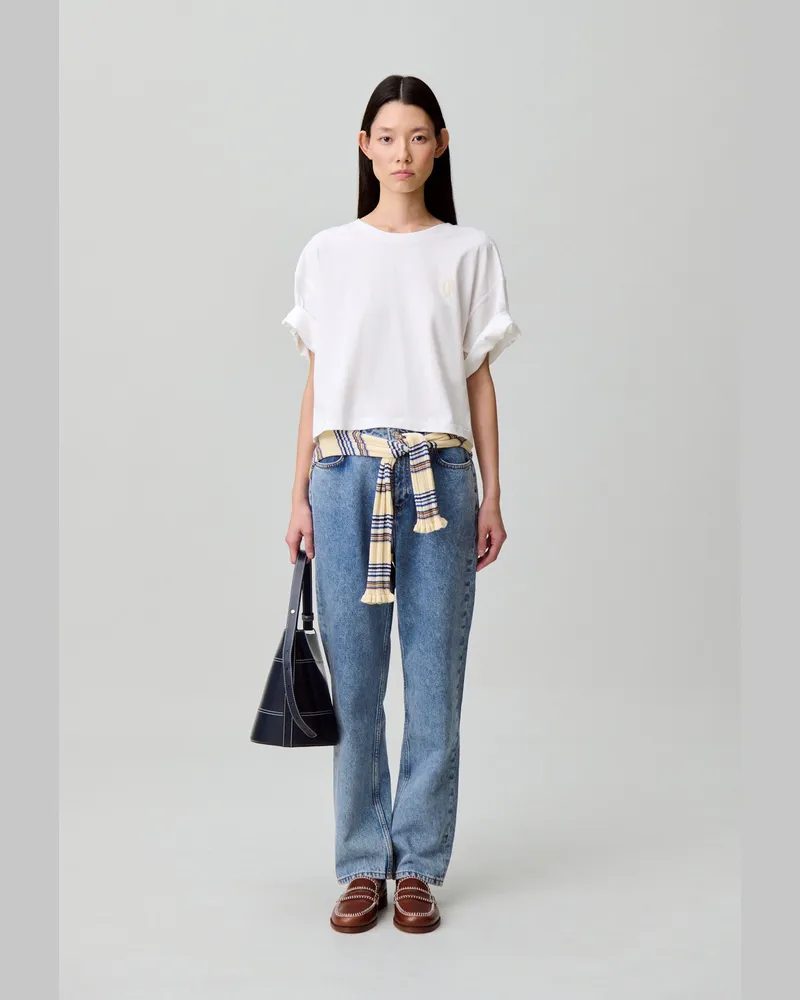 Claudie Pierlot Baumwoll-T-Shirt CP Ecru