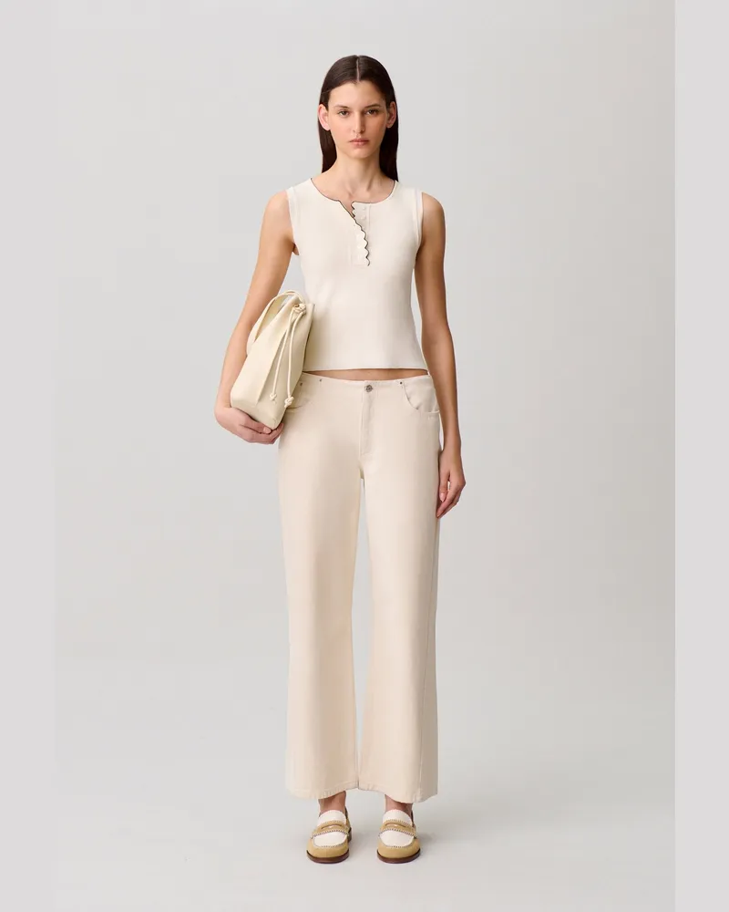 Claudie Pierlot Stricktop mit Rundhalsausschnitt Ecru