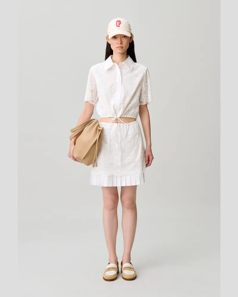 Claudie Pierlot Kurzer Spitzenrock Weiß