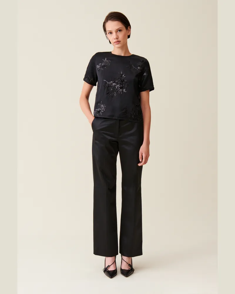 Claudie Pierlot Schwarzes Top Pailletten Schwarz