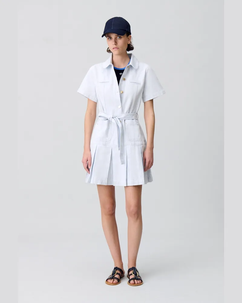 Claudie Pierlot Kurzes Jeanskleid mit Falten Denim