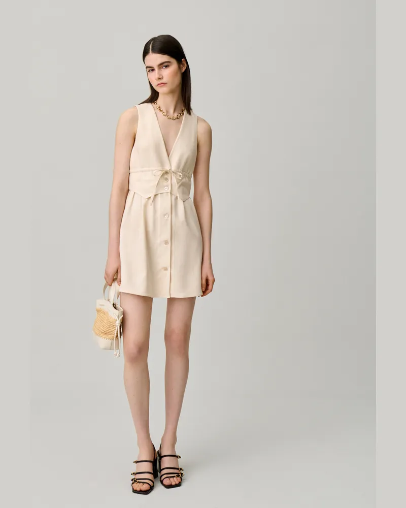 Claudie Pierlot Kurzes Jackenkleid Elfenbein