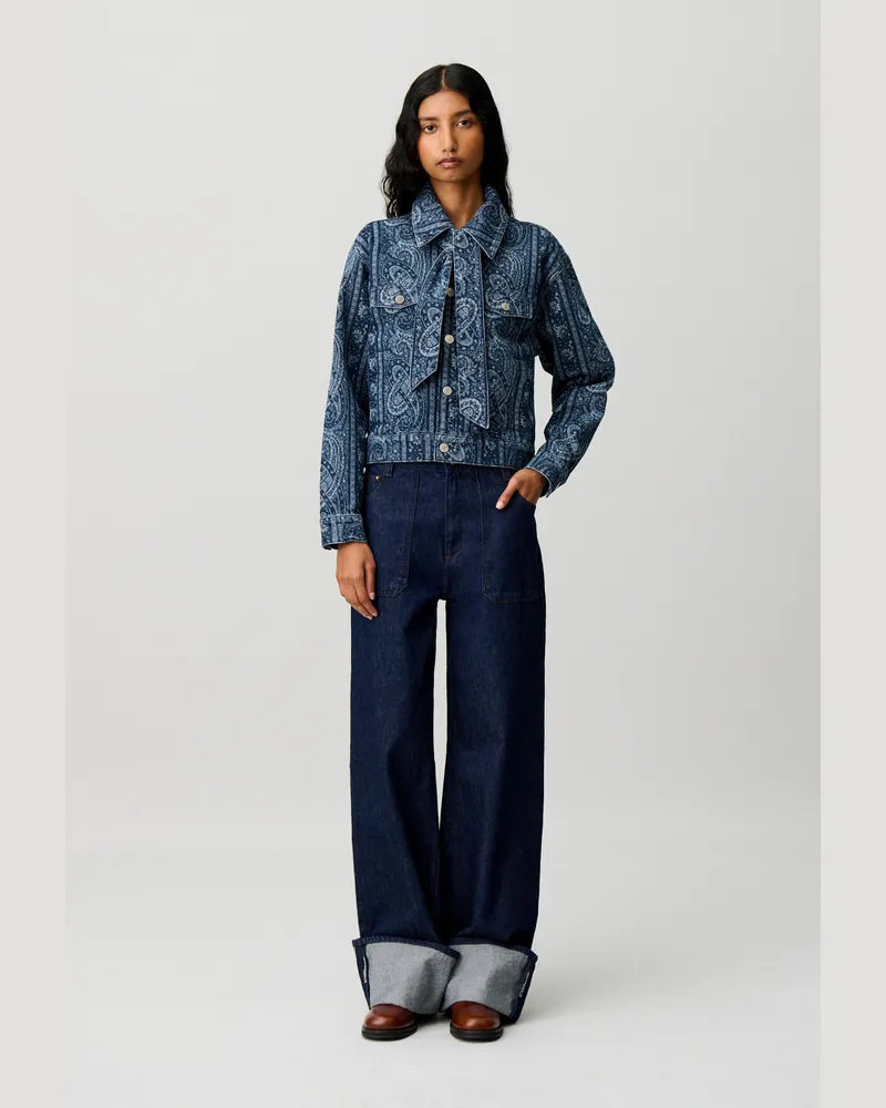 Claudie Pierlot Bedruckte Jeansjacke Marine-print