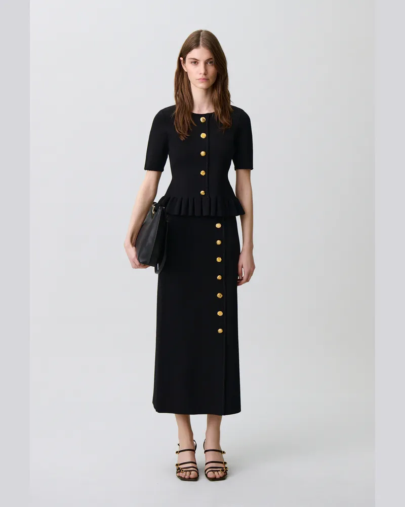 Claudie Pierlot Stricktop mit Rundhals Schwarz