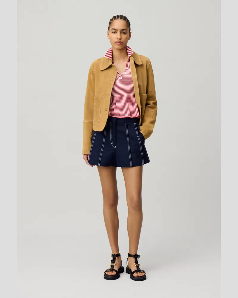 Claudie Pierlot Faltenrock mit Kontrasteinsätzen Marine