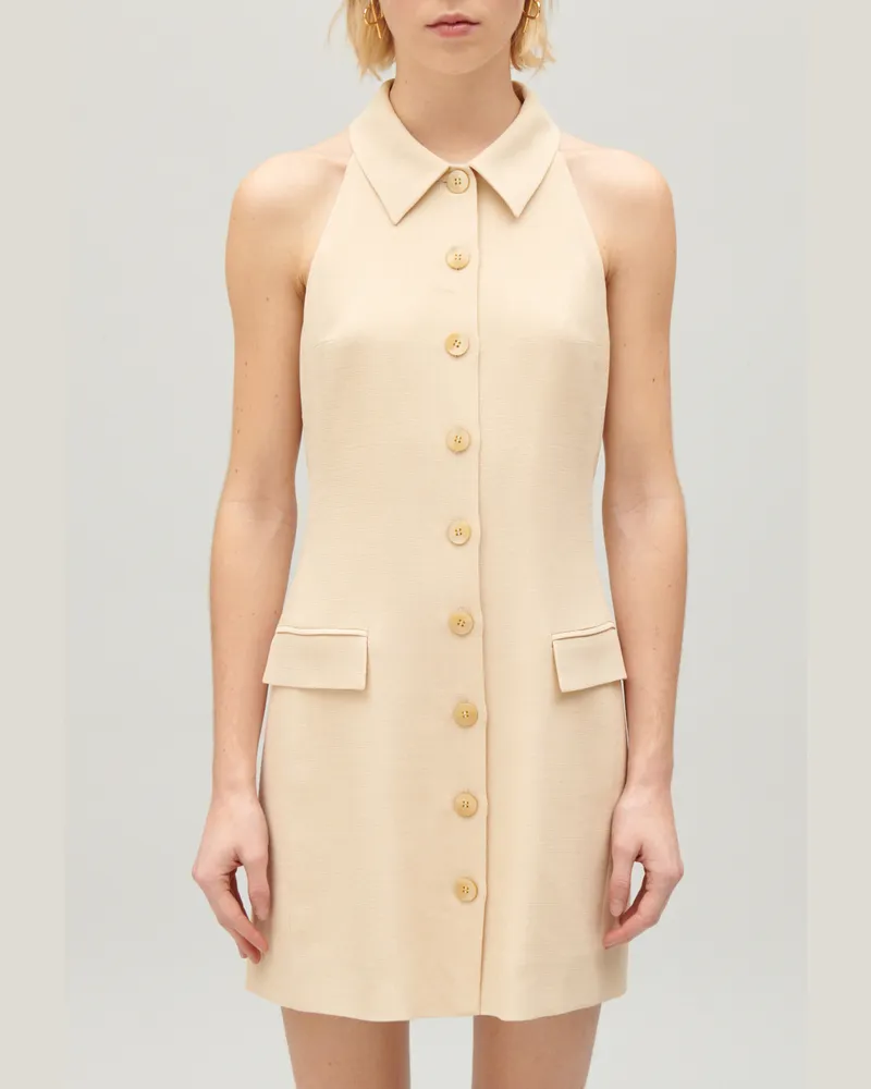 Claudie Pierlot Kurzes Kleid mit Knopfbesatz Beige Beige