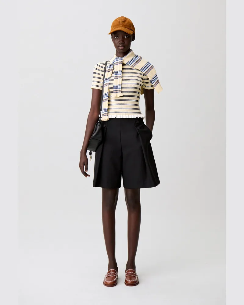 Claudie Pierlot Gestreiftes Top mit Volants Multico