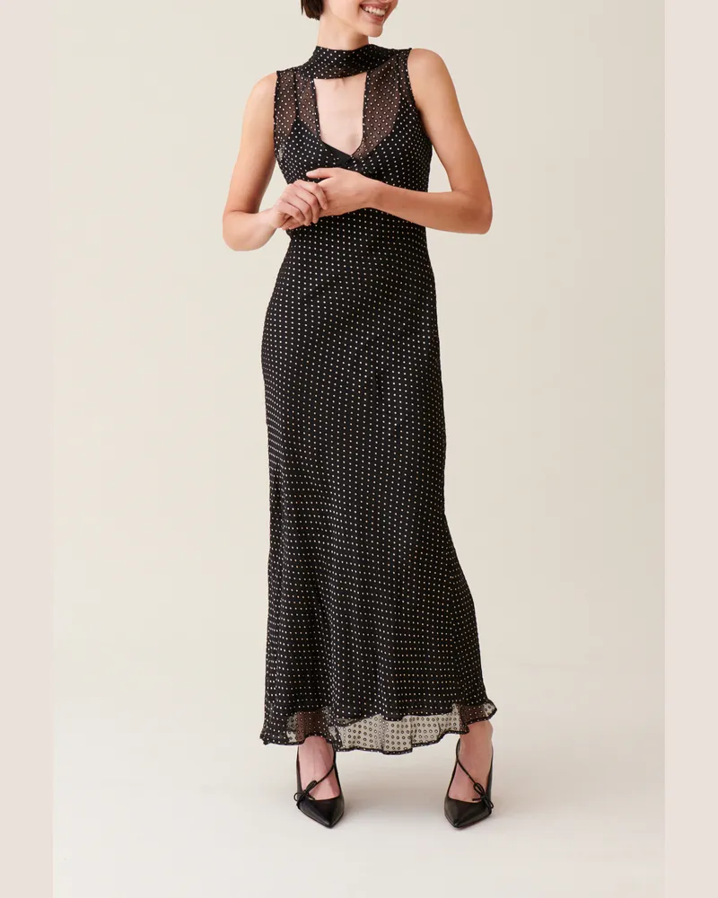 Claudie Pierlot Langes transparentes Kleid Punkten Zweifarbig