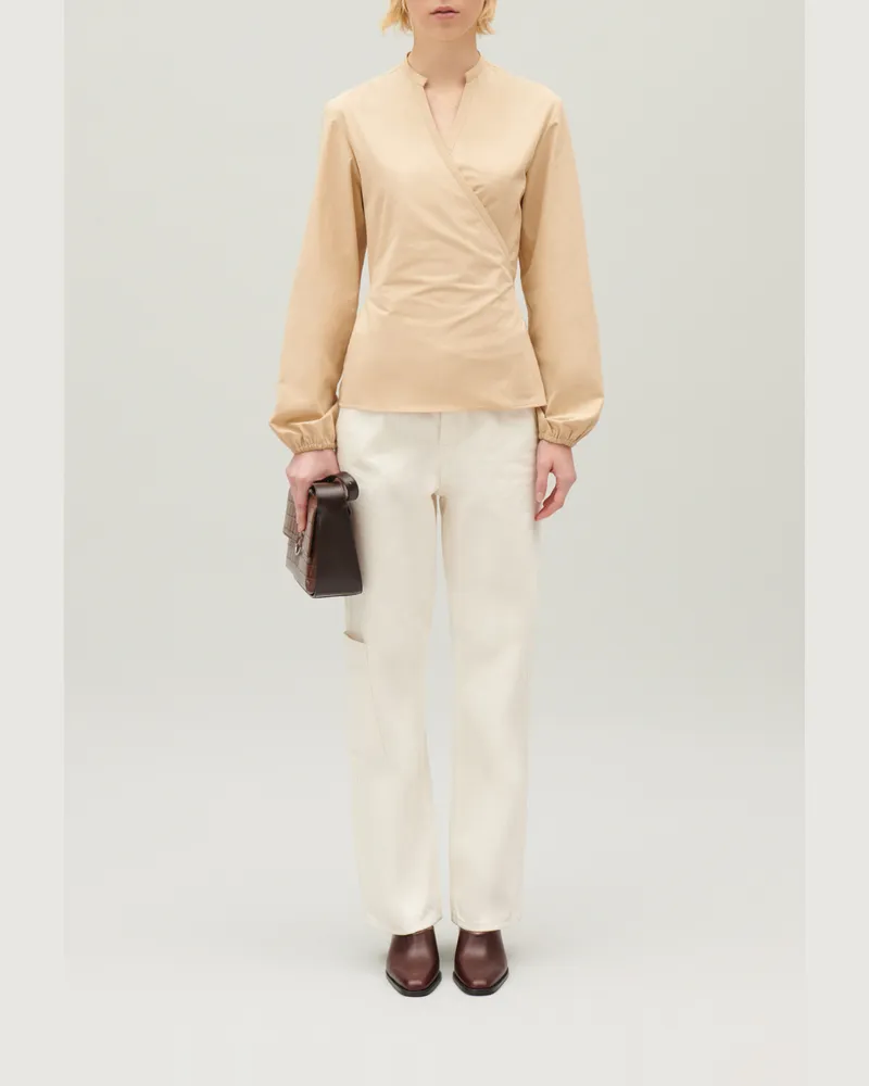 Claudie Pierlot Sandfarbene Wickelbluse Sand