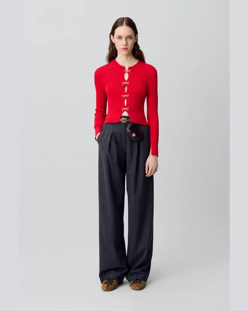 Claudie Pierlot Feinstrickpullover Knoten-Details Rot
