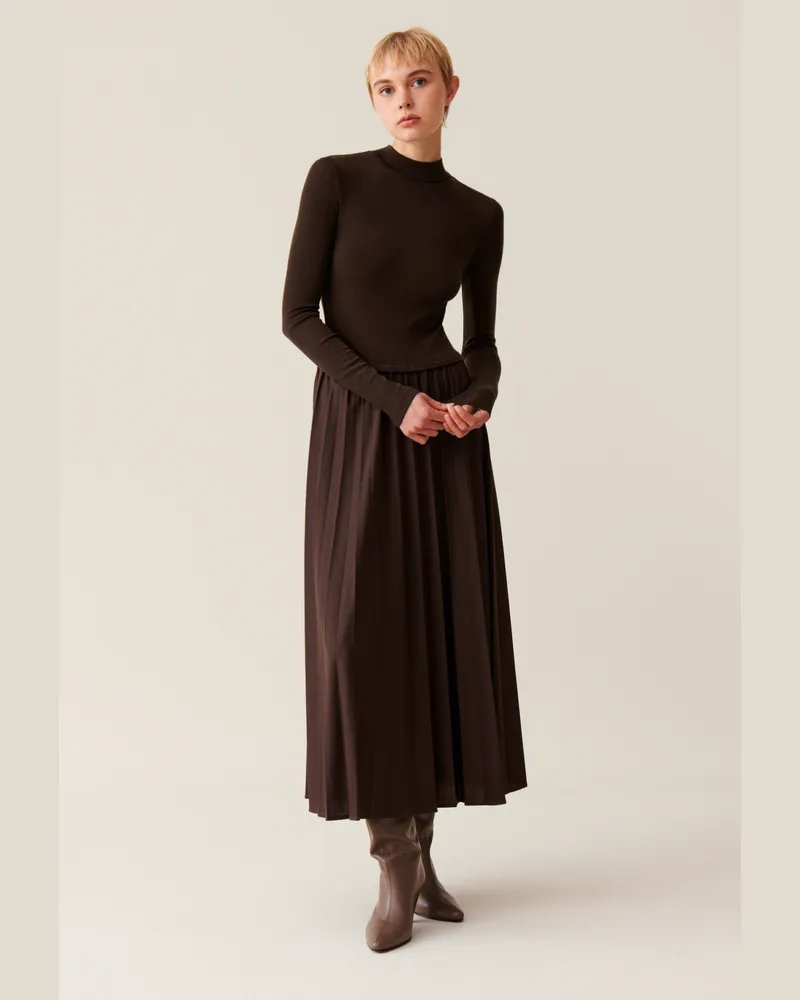 Claudie Pierlot Twist-Strickkleid Schokolade