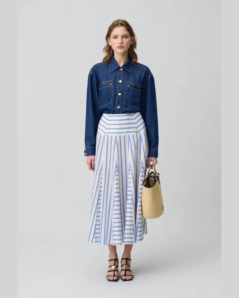 Claudie Pierlot Langer gestreifter Rock Multico