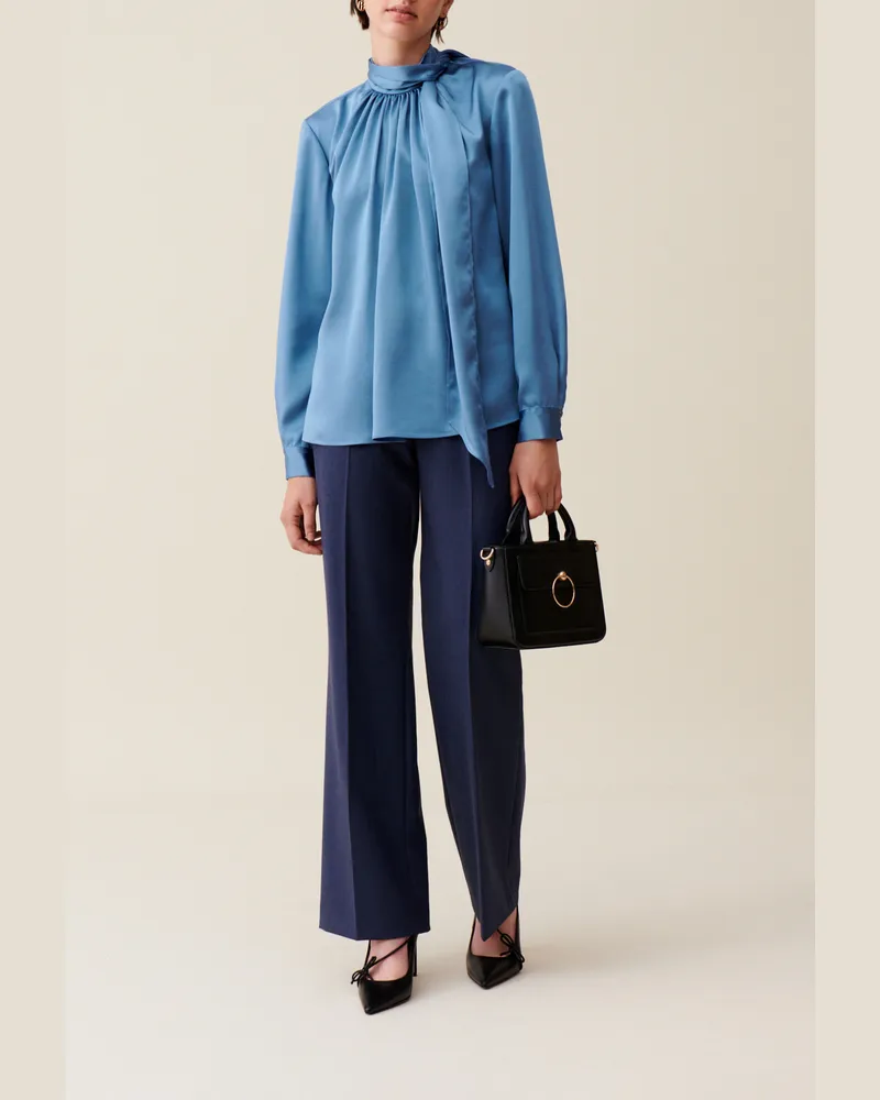 Claudie Pierlot Fließende Bluse mit Schleifenkragen Storm